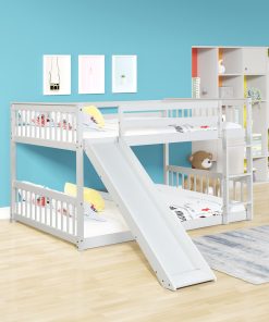 Full Over Full Bunk Bed With Slide and Ladder