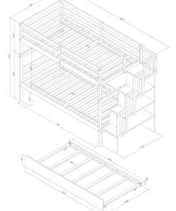 Twin over Twin Bunk Beds With Twin Trundle and Stairway Storage