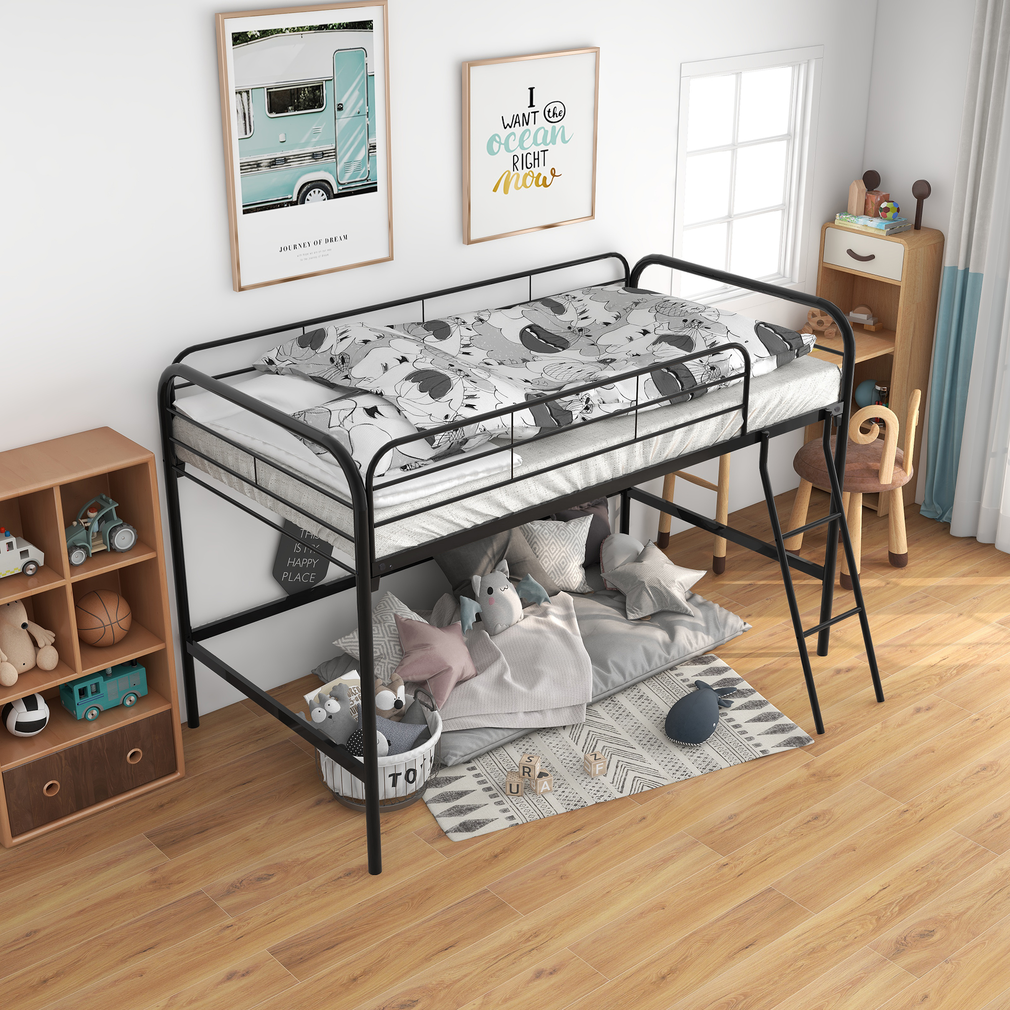 Metal Twin Size High Loft Bed