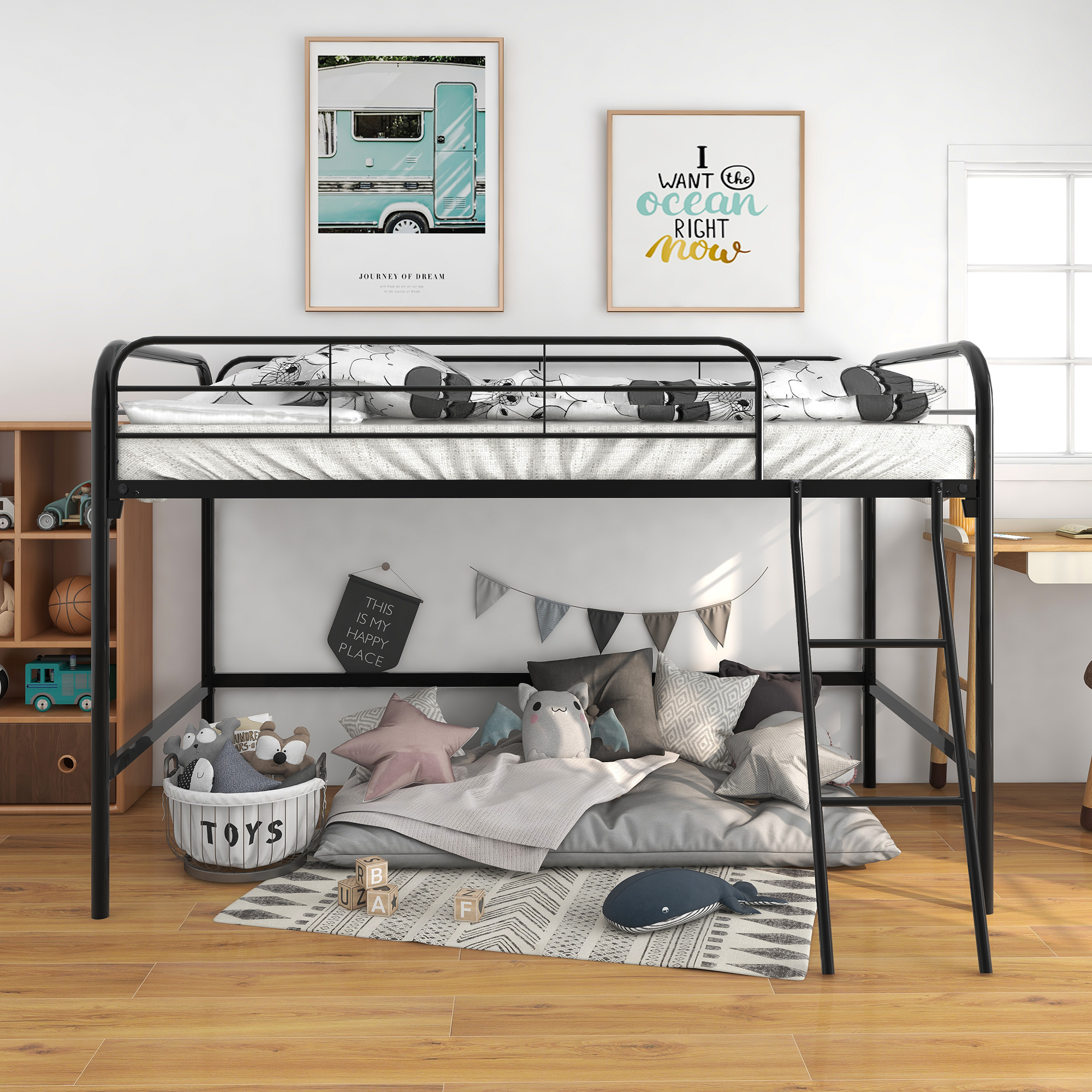 Metal Twin Size High Loft Bed