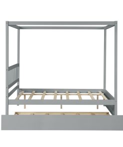 Full Size Canopy Bed with Twin Trundle