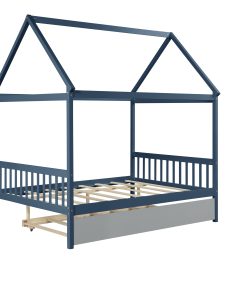 House Shape Full Platform Bed With Trundle