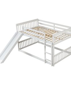 Full Over Full Bunk Bed With Slide and Ladder