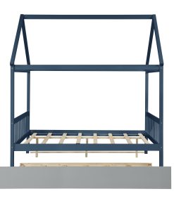 House Shape Full Platform Bed With Trundle