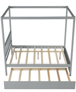 Full Size Canopy Bed with Twin Trundle
