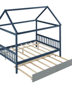House Shape Full Platform Bed With Trundle