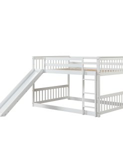 Full Over Full Bunk Bed With Slide and Ladder