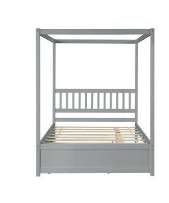 Full Size Canopy Bed with Twin Trundle