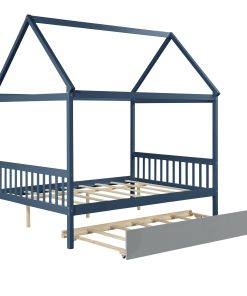 House Shape Full Platform Bed With Trundle