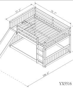 Full Over Full Bunk Bed With Slide and Ladder
