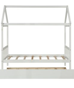 Solid Wood Twin House Bed Frame with Trundle