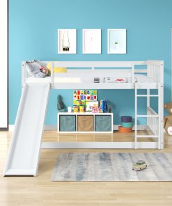 Full Over Full Bunk Bed With Slide and Ladder