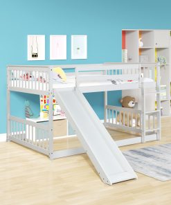 Full Over Full Bunk Bed With Slide and Ladder