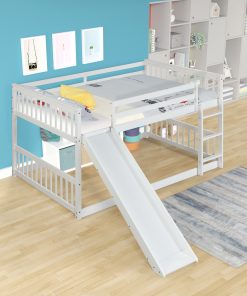 Full Over Full Bunk Bed With Slide and Ladder