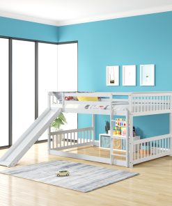 Full Over Full Bunk Bed With Slide and Ladder