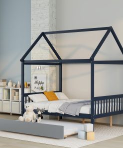 House Shape Full Platform Bed With Trundle