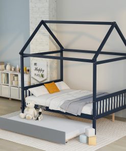 House Shape Full Platform Bed With Trundle