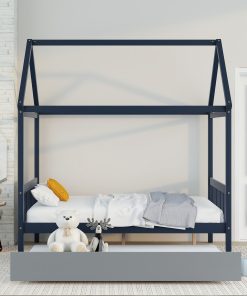 House Shape Full Platform Bed With Trundle