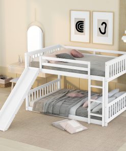 Full Over Full Bunk Bed With Slide and Ladder