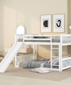 Full Over Full Bunk Bed With Slide and Ladder