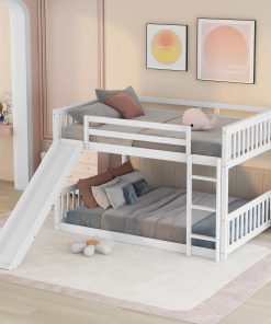 Full Over Full Bunk Bed With Slide and Ladder