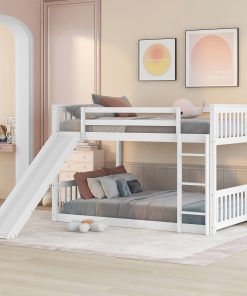Full Over Full Bunk Bed With Slide and Ladder