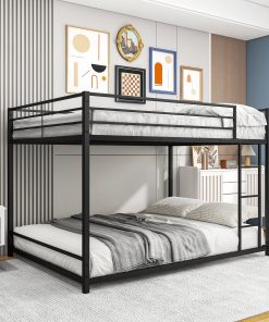 Full Over Full Metal Bunk Bed with Safety Guard Rails