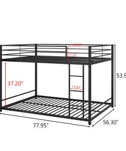 Full Over Full Metal Bunk Bed with Safety Guard Rails