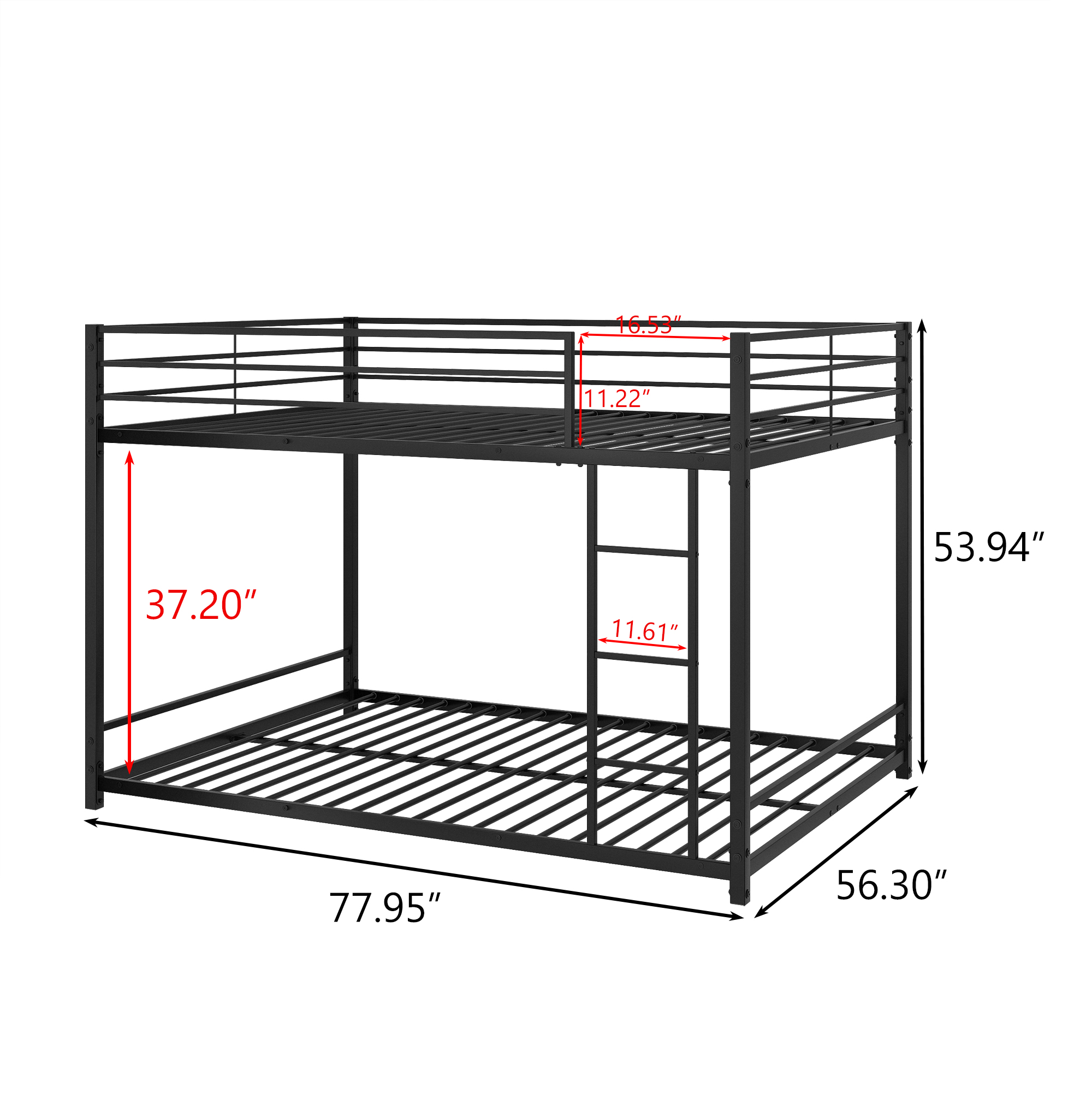 Full Over Full Metal Bunk Bed with Safety Guard Rails