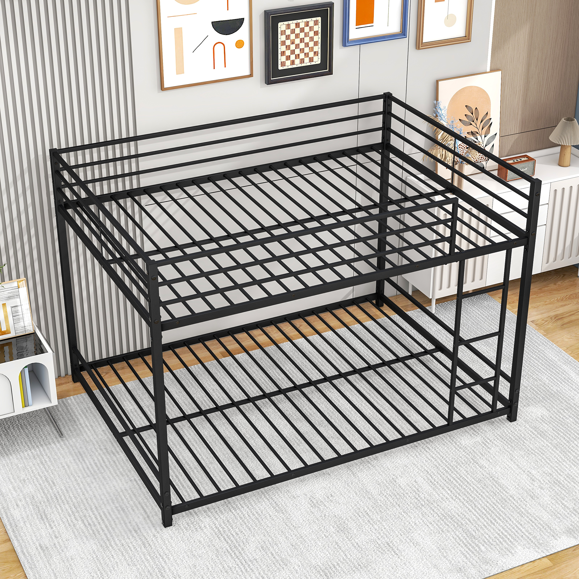 Full Over Full Metal Bunk Bed with Safety Guard Rails