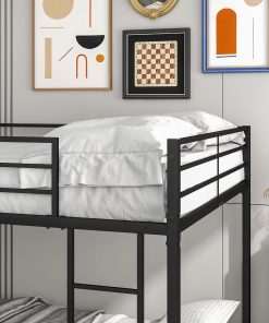 Full Over Full Metal Bunk Bed with Safety Guard Rails