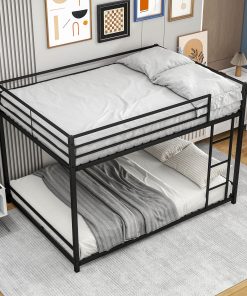 Full Over Full Metal Bunk Bed with Safety Guard Rails