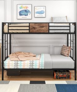 Twin Over Twin Size Metal Bunk Bed