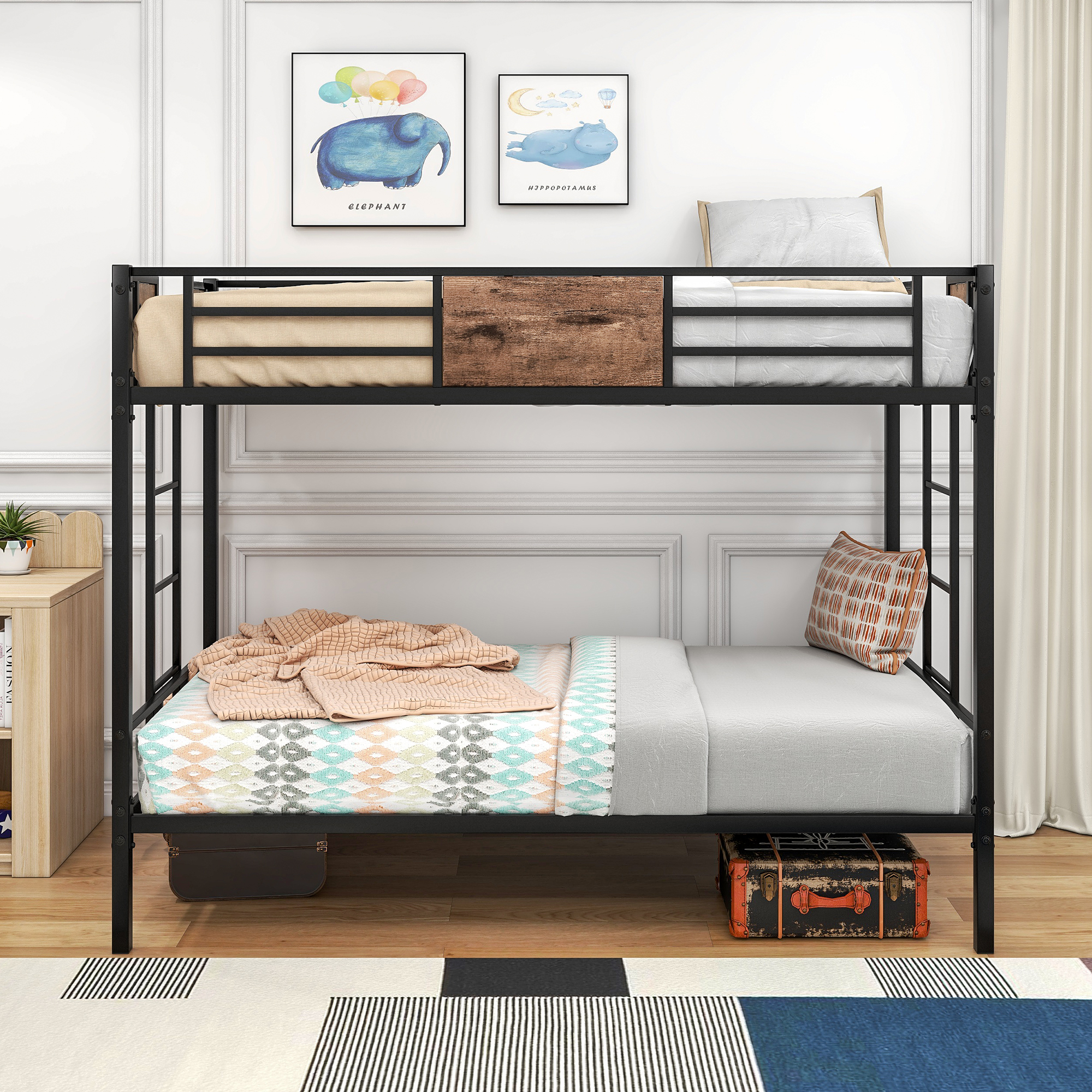 Twin Over Twin Size Metal Bunk Bed