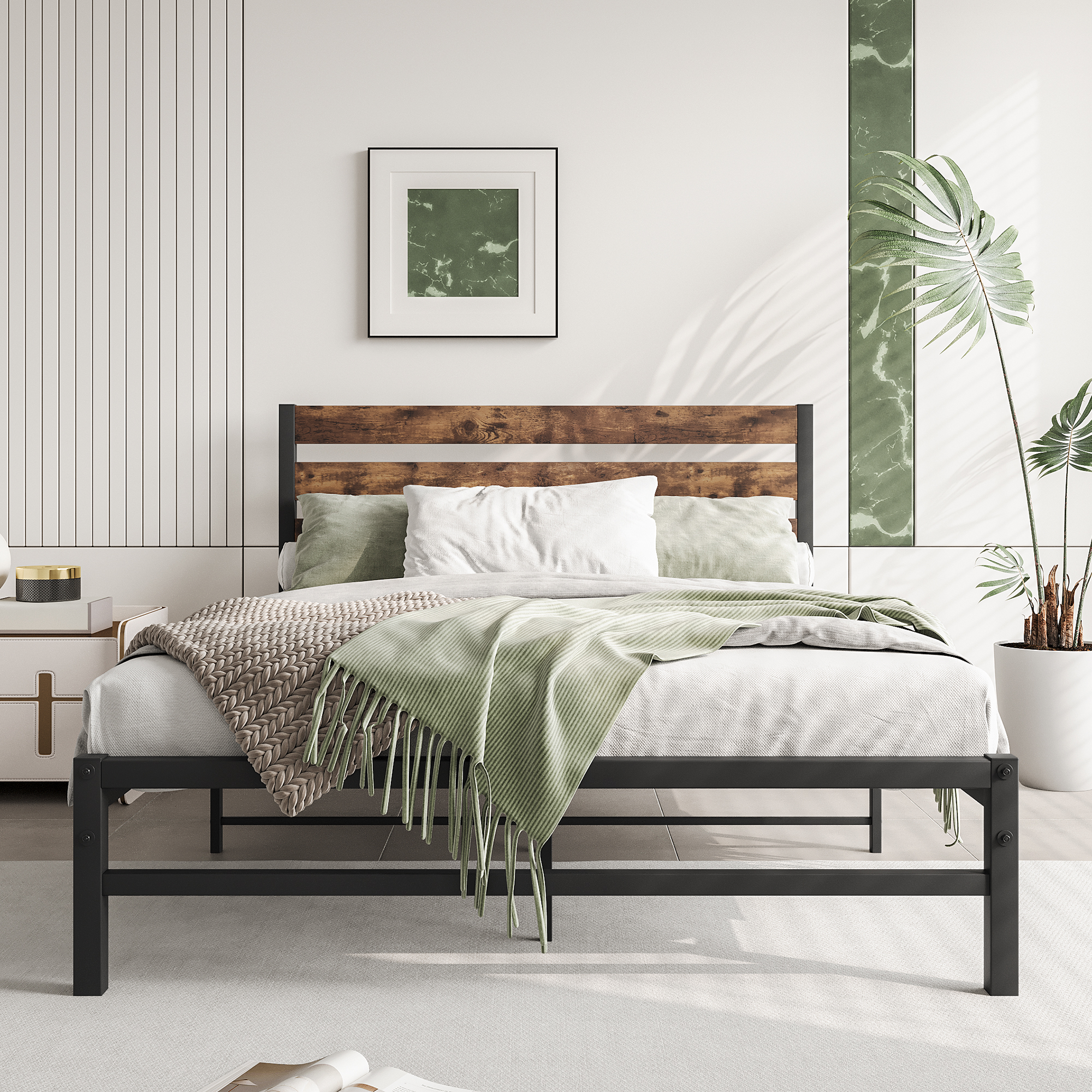 Full Size Platform Bed Frame With Headboard