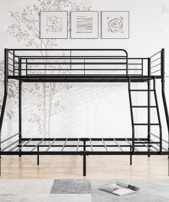 Metal Twin-Over-Full Bunk Bed with Guardrail