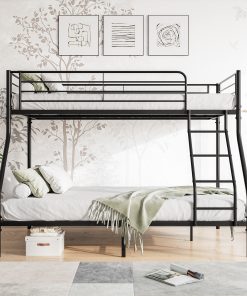 Metal Twin-Over-Full Bunk Bed with Guardrail