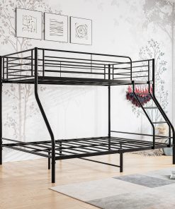 Metal Twin-Over-Full Bunk Bed with Guardrail