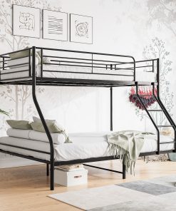 Metal Twin-Over-Full Bunk Bed with Guardrail