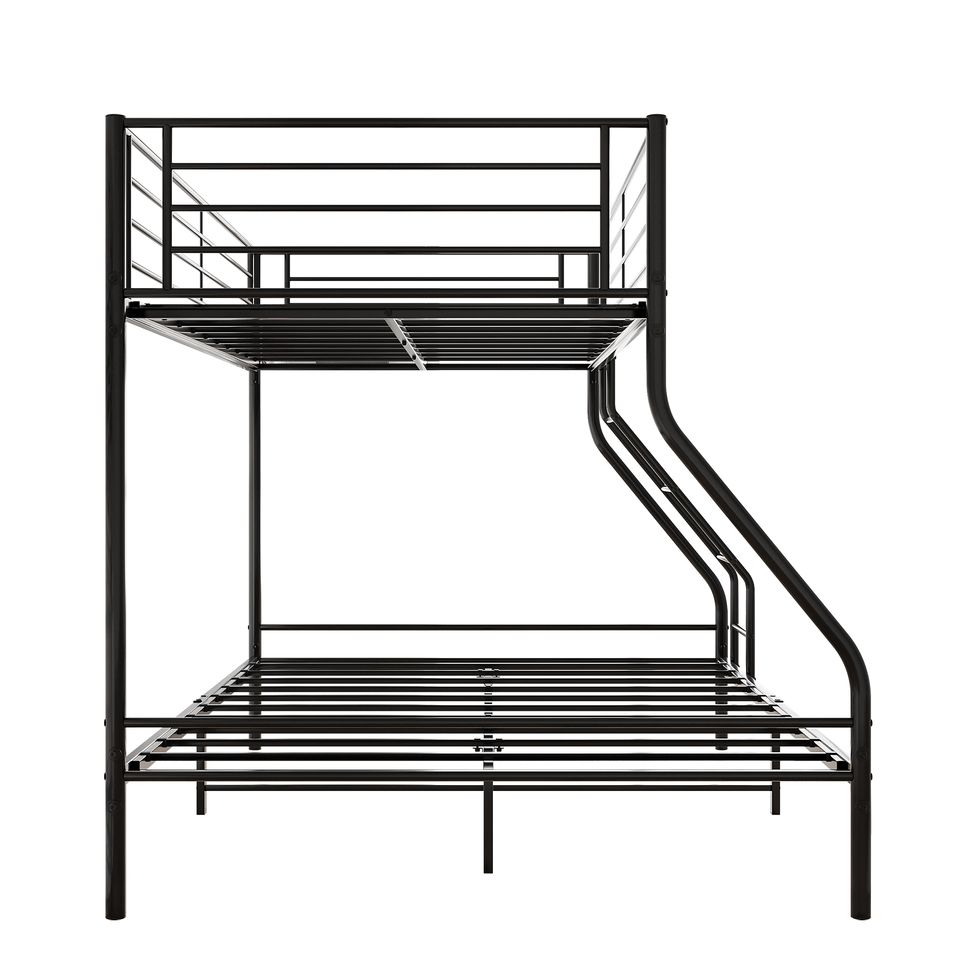 Metal Twin-Over-Full Bunk Bed with Guardrail