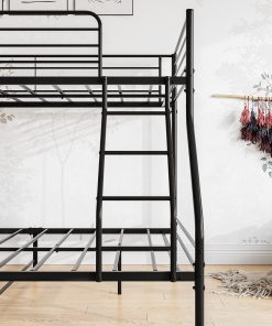 Metal Twin-Over-Full Bunk Bed with Guardrail