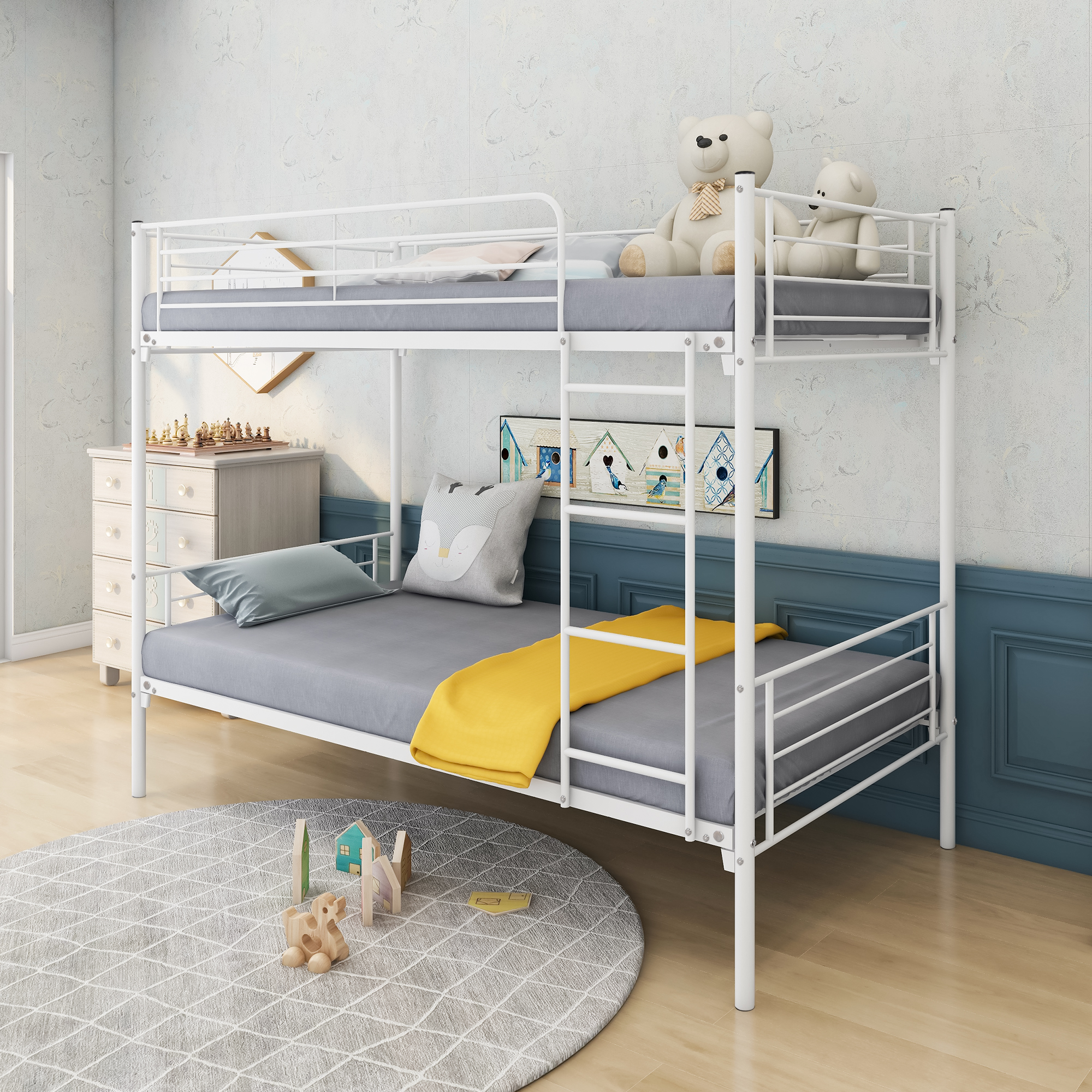Twin over Twin Bunk Bed With Metal Frame