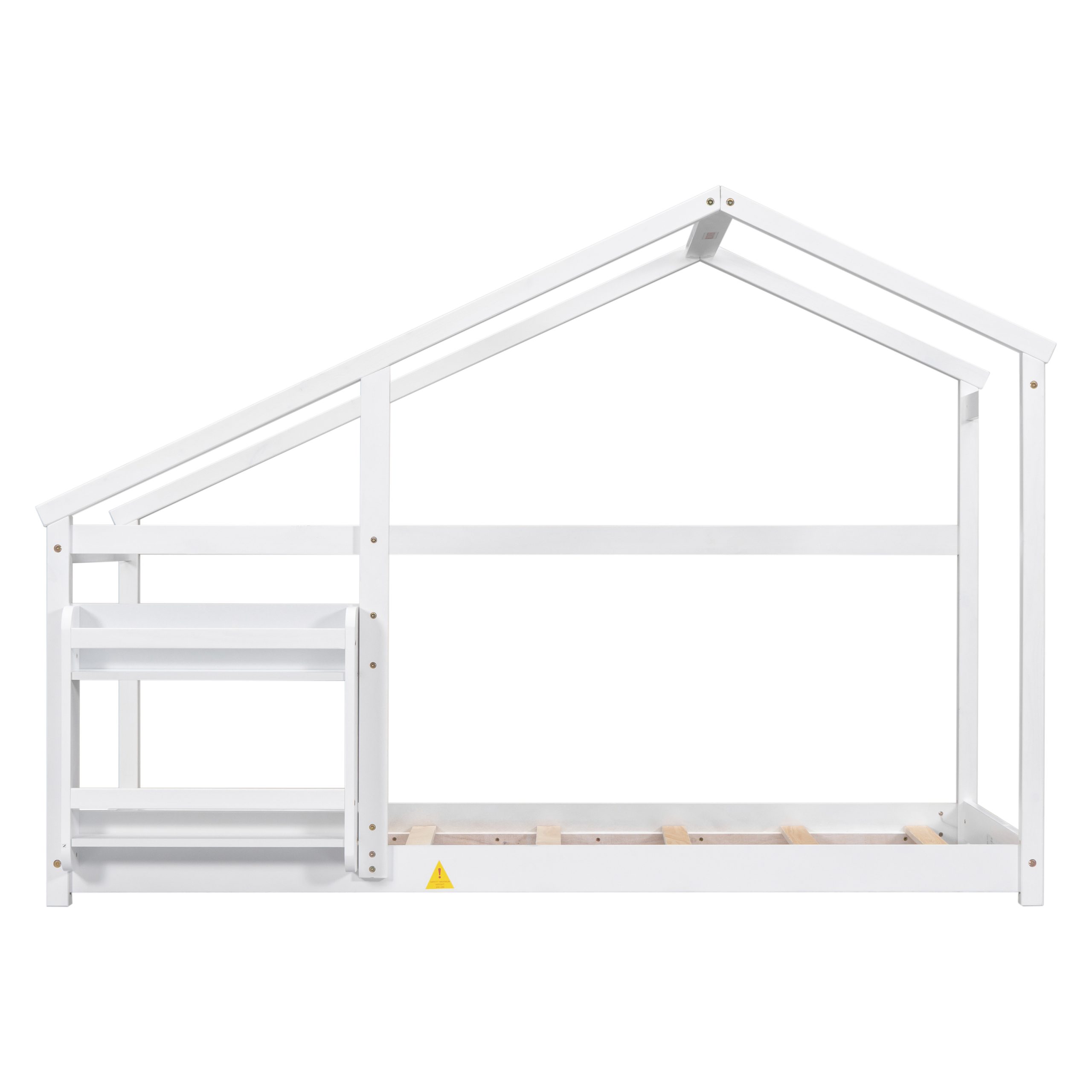 Twin Size Wooden House Bed With Shelf