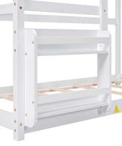 Twin Size Wooden House Bed With Shelf