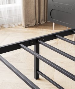 Metal & Wood Queen Size Platfrom Bed Frame