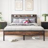 Metal & Wood Queen Size Platfrom Bed Frame