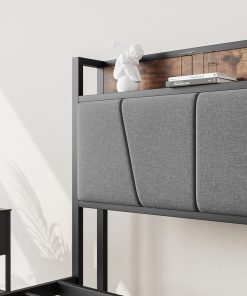 Metal & Wood Full Size Platfrom Bed Frame