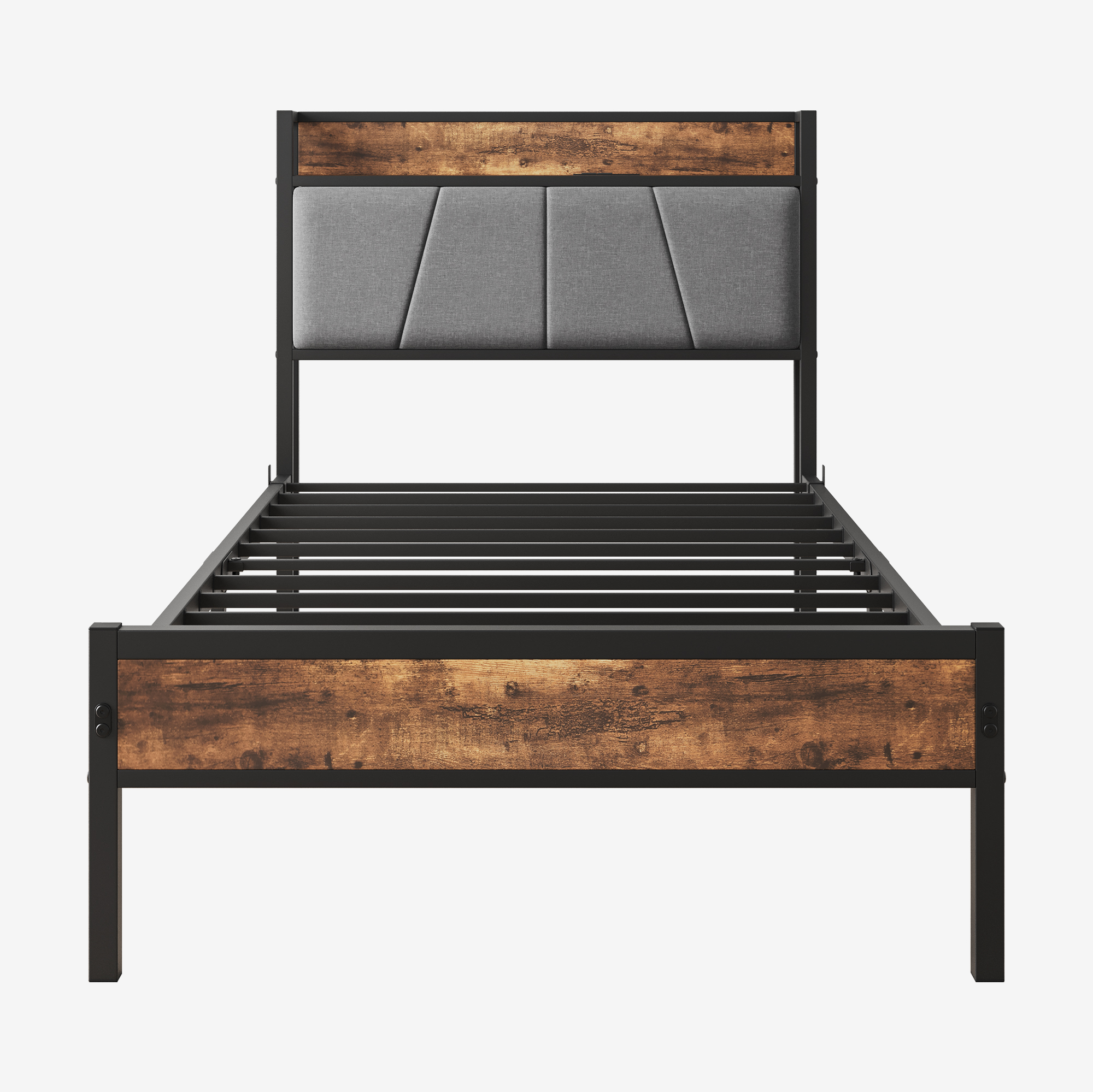 Metal & Wood Twin Size Platfrom Bed Frame