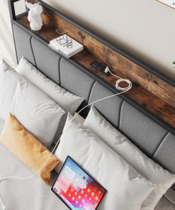 Metal & Wood Full Size Platfrom Bed Frame