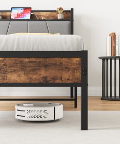 Metal & Wood Twin Size Platfrom Bed Frame